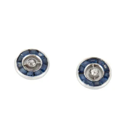 BOUCLES D'OREILLES SAPHIR, DIAMANTS