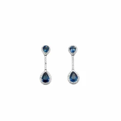 Boucles d'oreilles Saphir poire Diamants