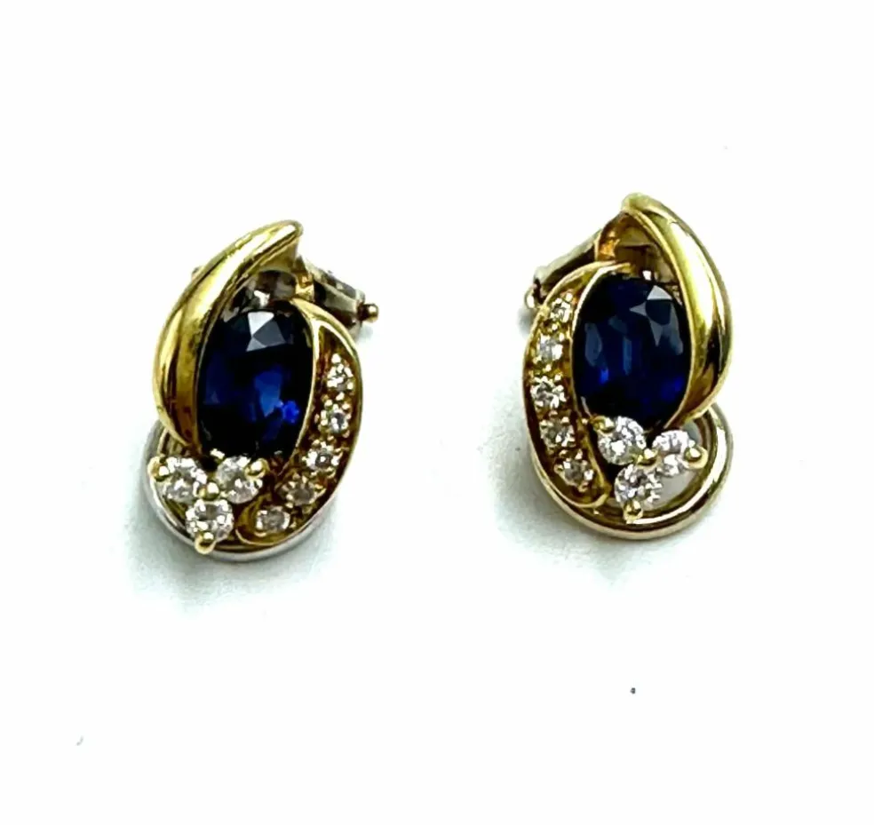 Boucles d'oreilles saphir et diamants