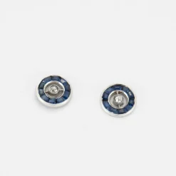 BOUCLES D'OREILLES SAPHIR, DIAMANTS