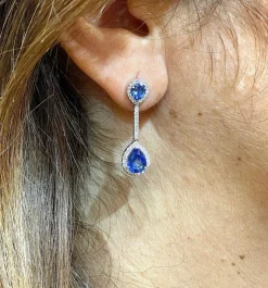 Boucles d'oreilles Saphir poire Diamants