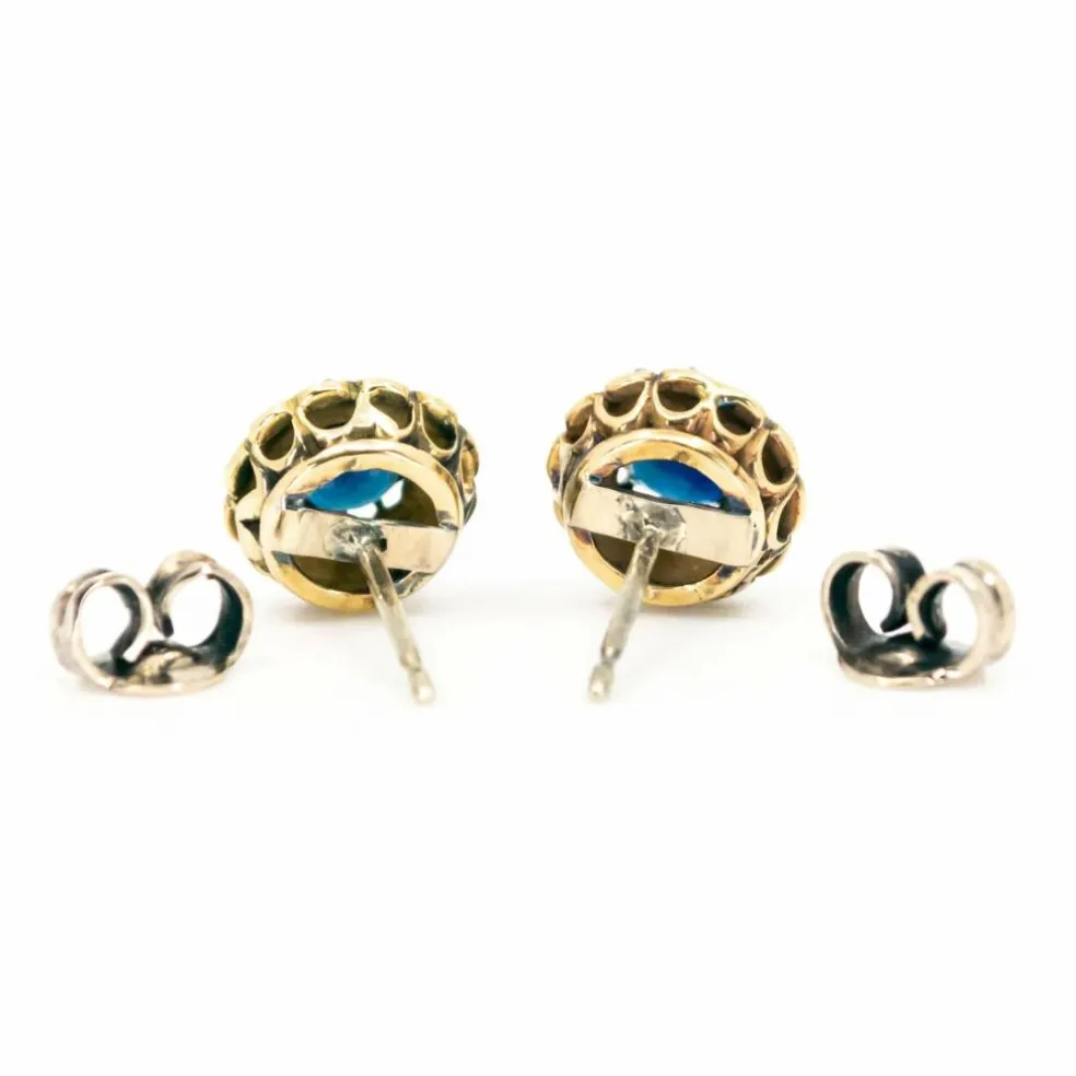 Boucles d'Oreilles Saphir, Diamant, or 18 Carats