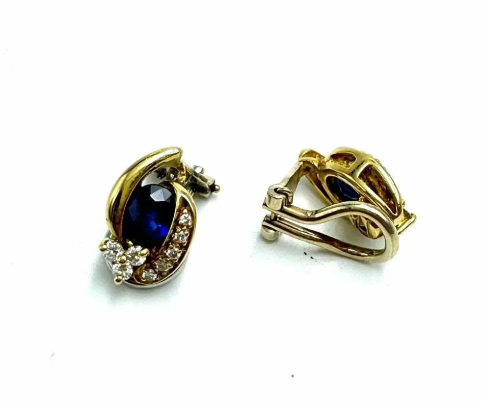Boucles d'oreilles saphir et diamants