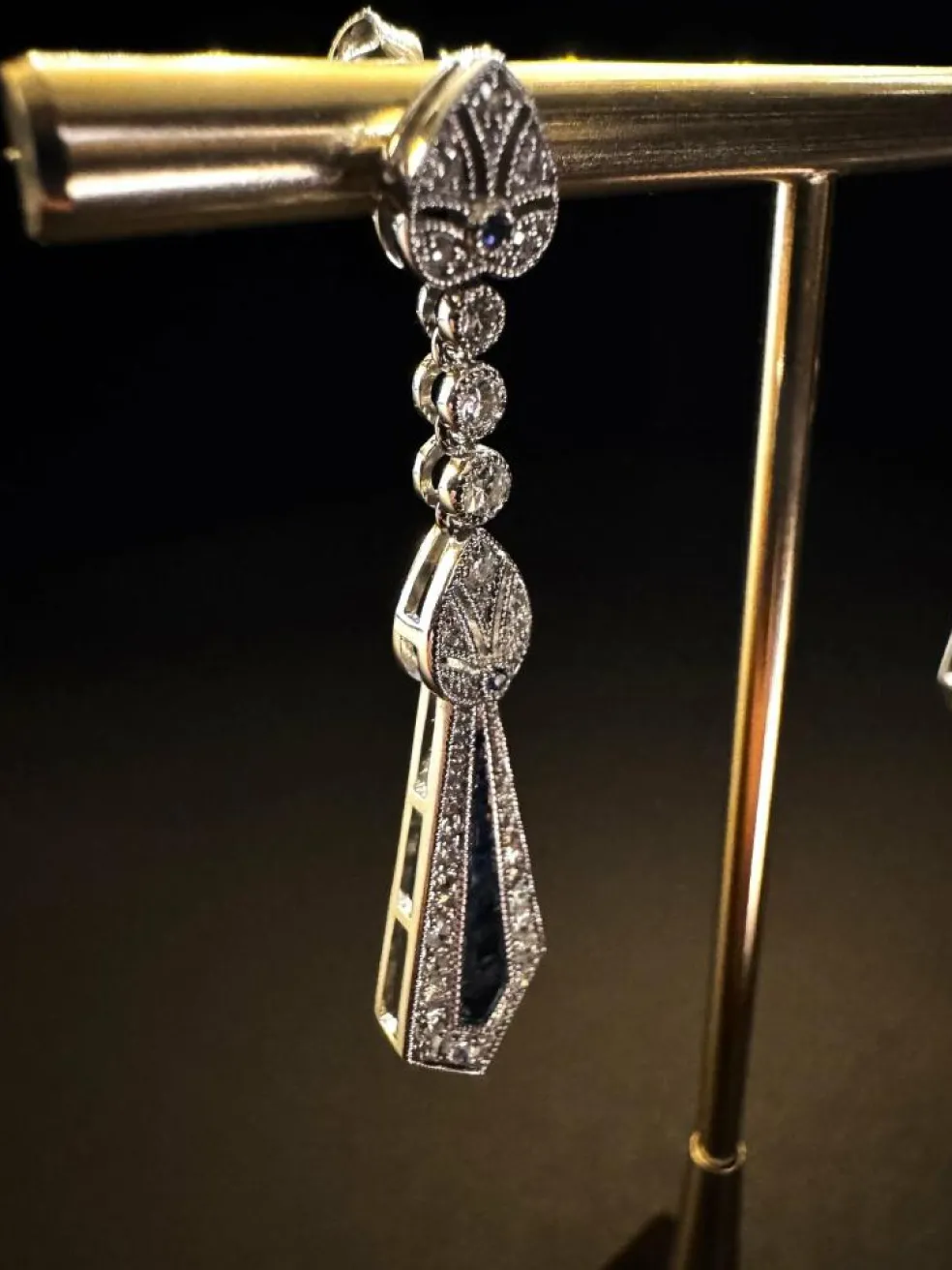 Boucles d'oreilles saphir et diamant
