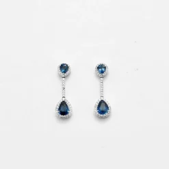 Boucles d'oreilles Saphir poire Diamants