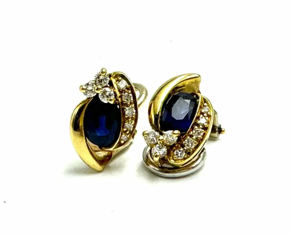 Boucles d'oreilles saphir et diamants