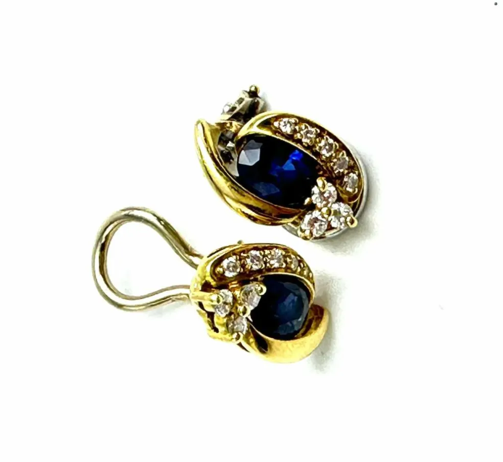 Boucles d'oreilles saphir et diamants