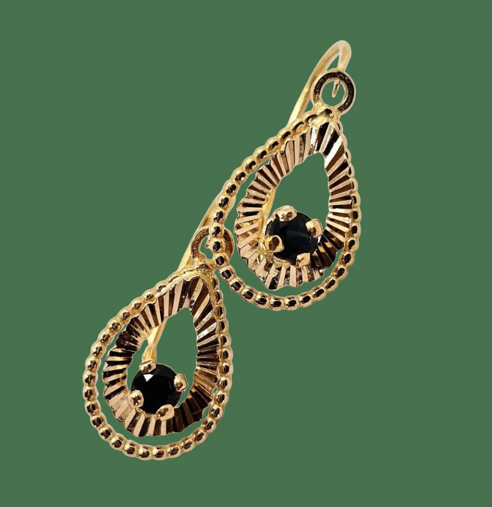 Boucles d'oreilles saphirs or rose