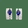Boucles d'oreilles saphirs, diamants, or blanc.