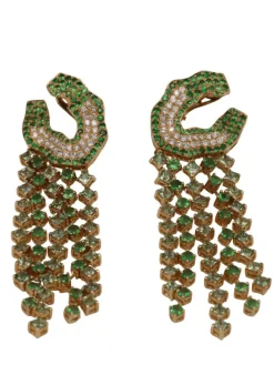 Boucles d'oreilles saphirs verts tsavorites diamants
