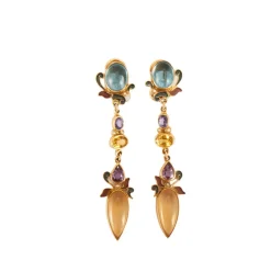 Boucles d'oreilles saphirs multicolore signées Percossi Papai