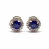 Boucles d'oreilles saphirs ronds diamants or blanc