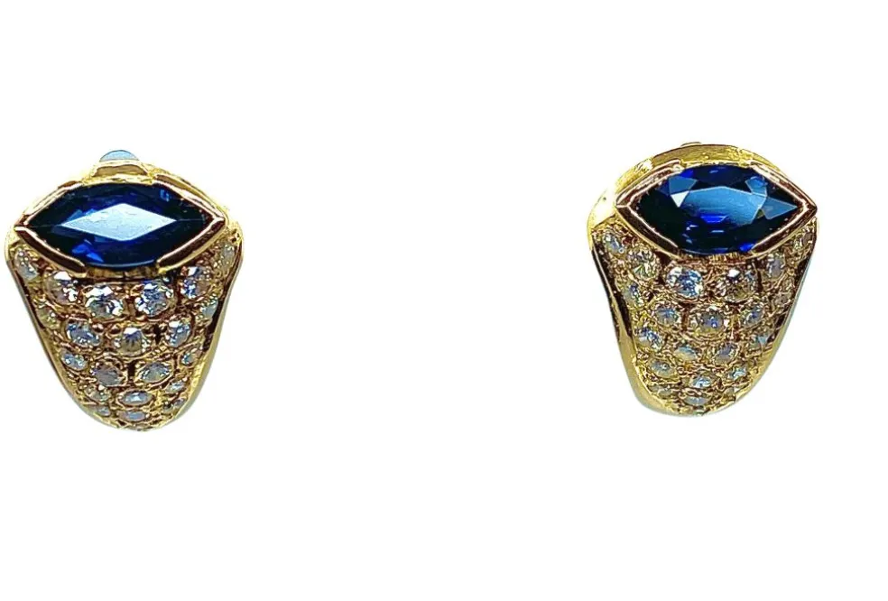 Boucles d’oreilles Saphirs navettes Diamants