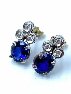 Boucles d'oreilles Saphirs Diamants