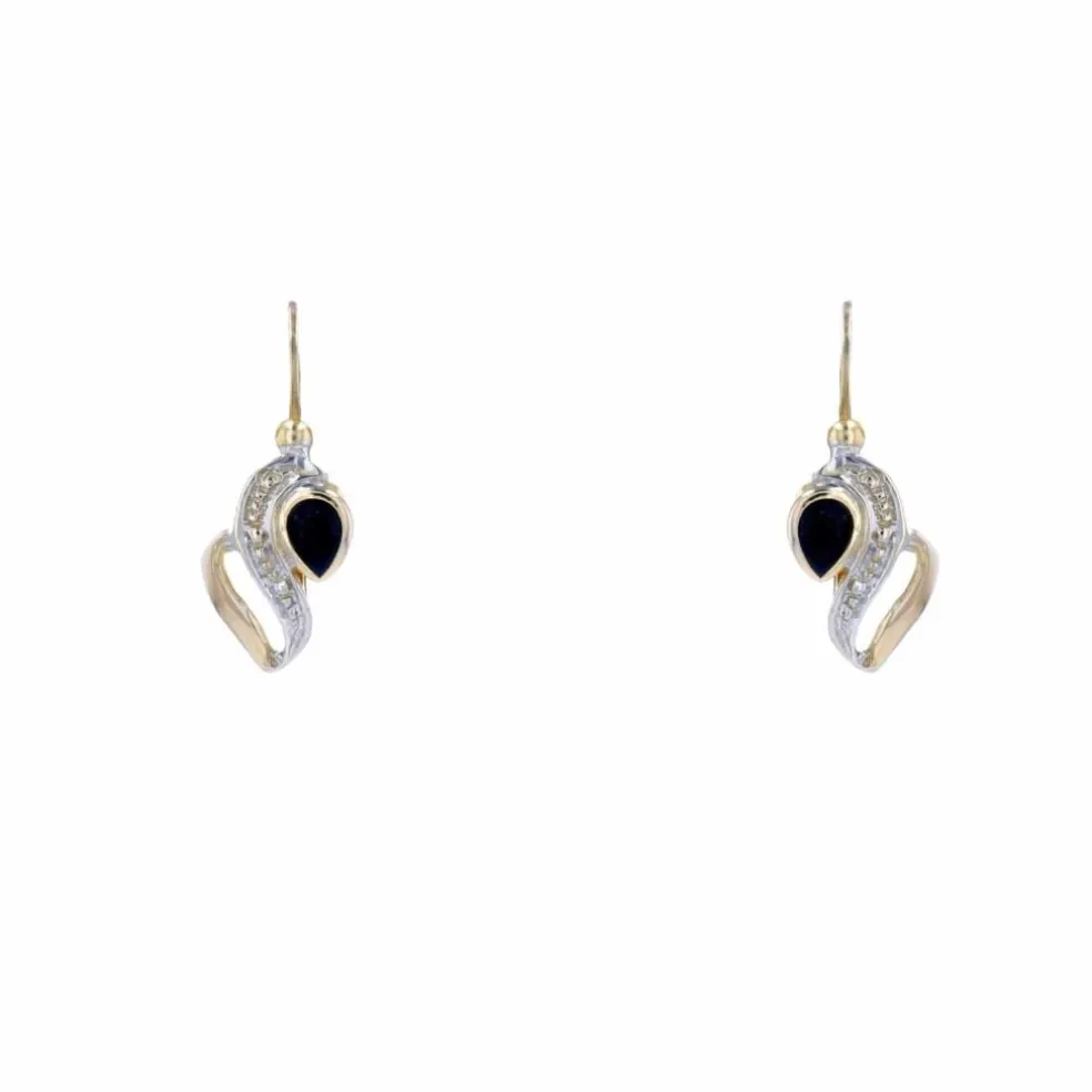 Boucles d'oreilles saphirs deux ors en dormeuses