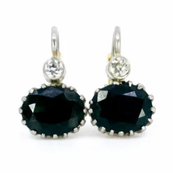 Boucles d'oreilles saphirs diamants