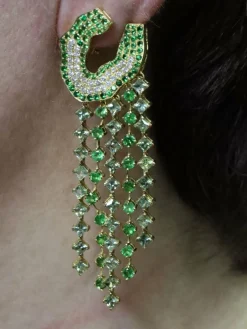 Boucles d'oreilles saphirs verts tsavorites diamants