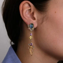 Boucles d'oreilles saphirs multicolore signées Percossi Papai