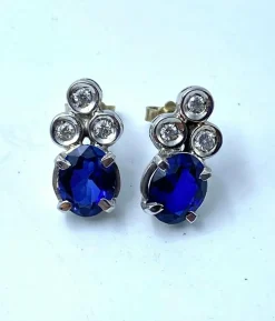 Boucles d'oreilles Saphirs Diamants