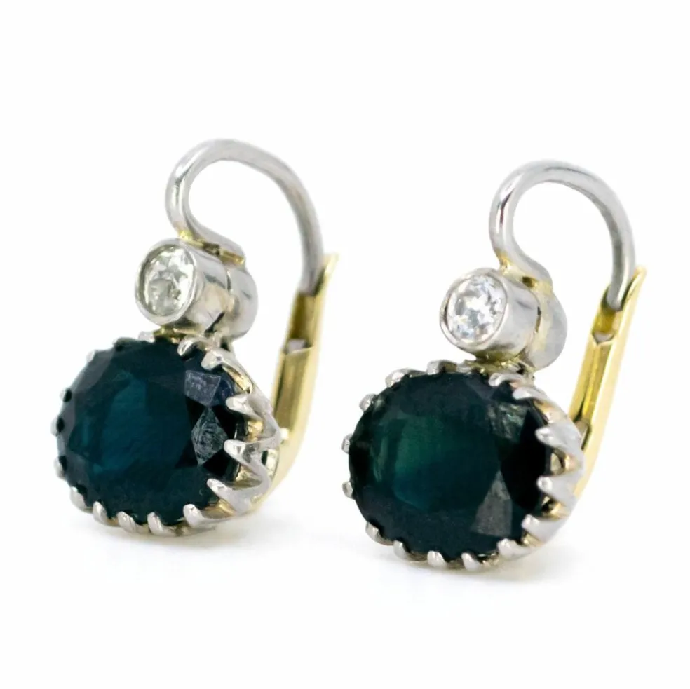 Boucles d'oreilles saphirs diamants