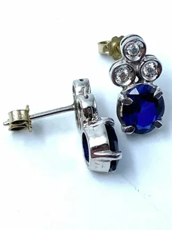 Boucles d'oreilles Saphirs Diamants