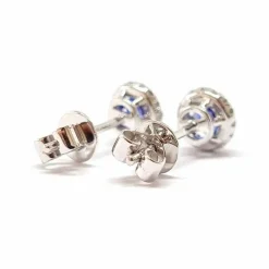 Boucles d'oreilles saphirs ronds diamants or blanc