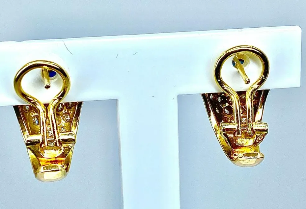 Boucles d’oreilles Saphirs navettes Diamants