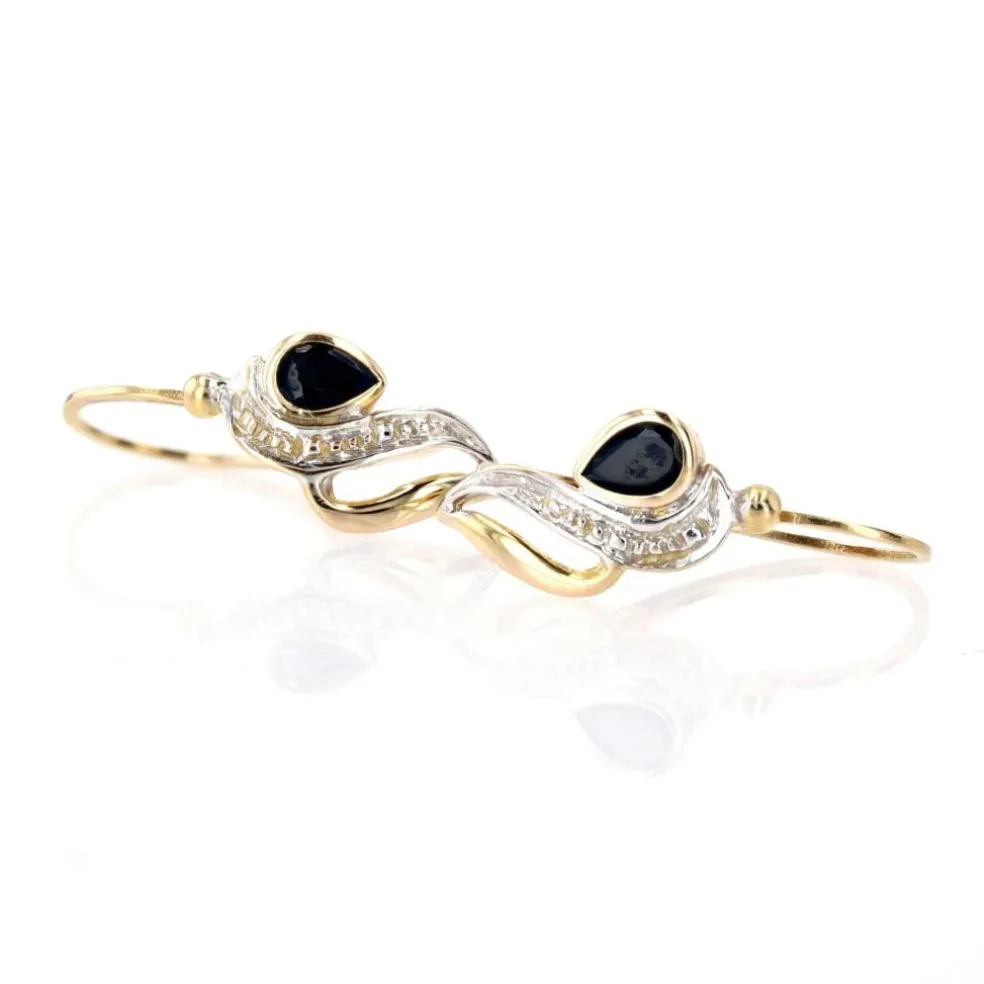 Boucles d'oreilles saphirs deux ors en dormeuses