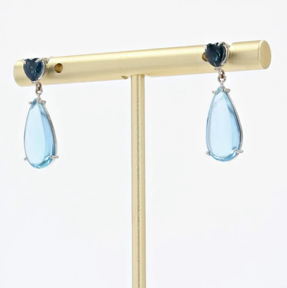 Boucles d'oreilles saphirs et aigue-marines