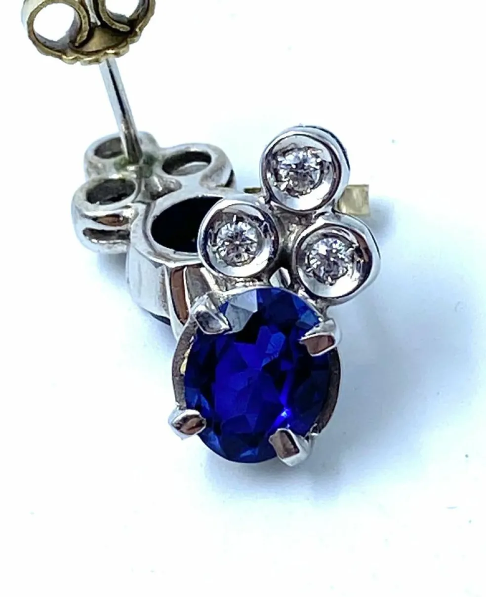 Boucles d'oreilles Saphirs Diamants