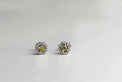 Boucles d'oreilles saphirs jaune diamants