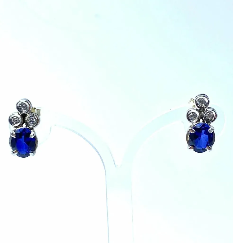 Boucles d'oreilles Saphirs Diamants