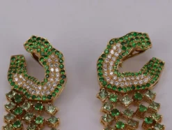Boucles d'oreilles saphirs verts tsavorites diamants