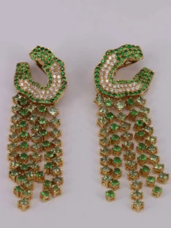 Boucles d'oreilles saphirs verts tsavorites diamants