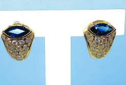 Boucles d’oreilles Saphirs navettes Diamants