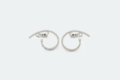Boucles d'oreilles spirales en or blanc et diamants