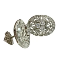 Boucles d'oreilles style Art Déco platine, diamants