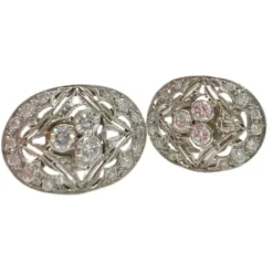 Boucles d'oreilles style Art Déco platine, diamants