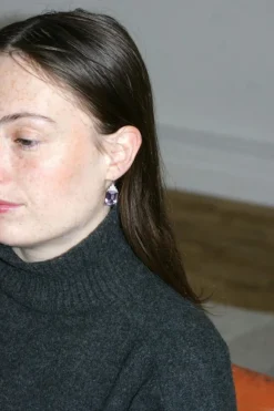 Boucles d'Oreilles Style Art Déco Améthyste et Diamant