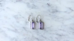 Boucles d'Oreilles Style Art Déco Améthyste et Diamant