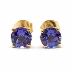 Boucles d'oreilles tanzanites or jaune