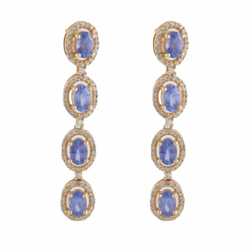 Boucles d'oreilles Tanzanites et Diamants