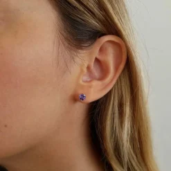 Boucles d'oreilles tanzanites or jaune