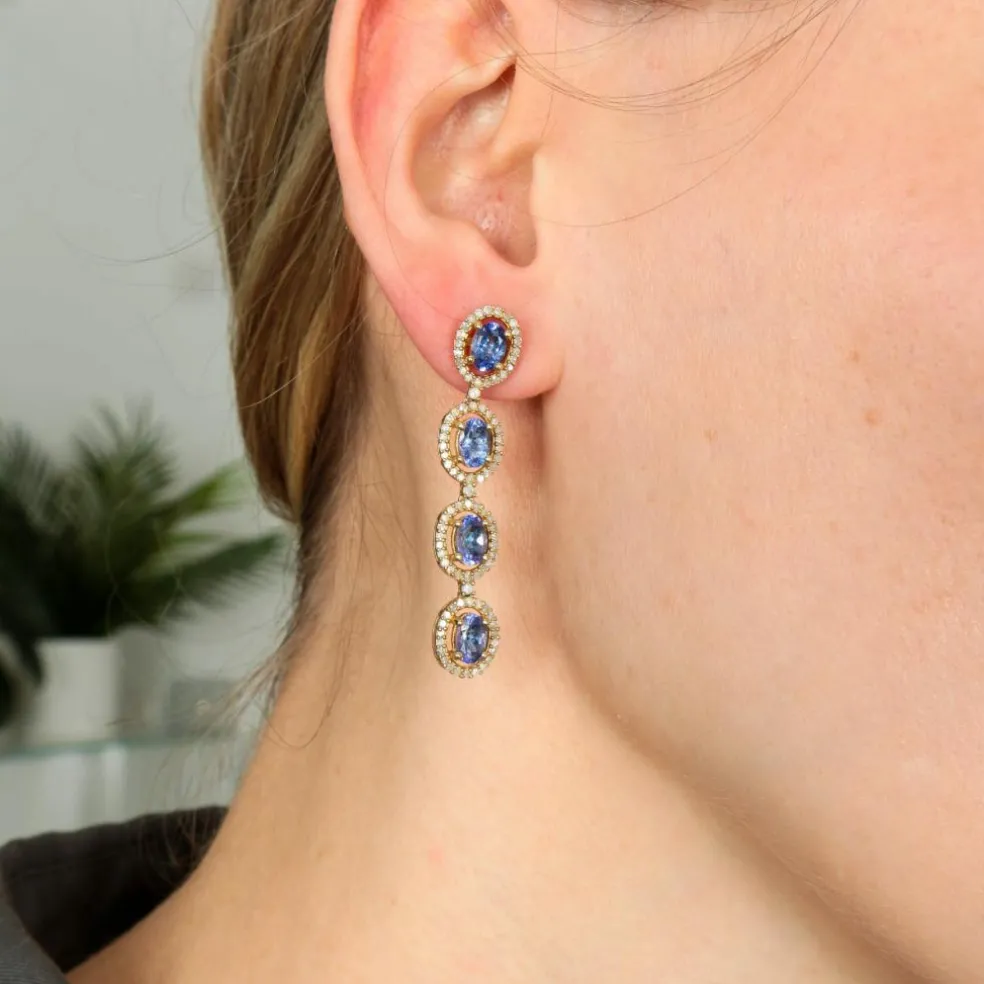 Boucles d'oreilles Tanzanites et Diamants