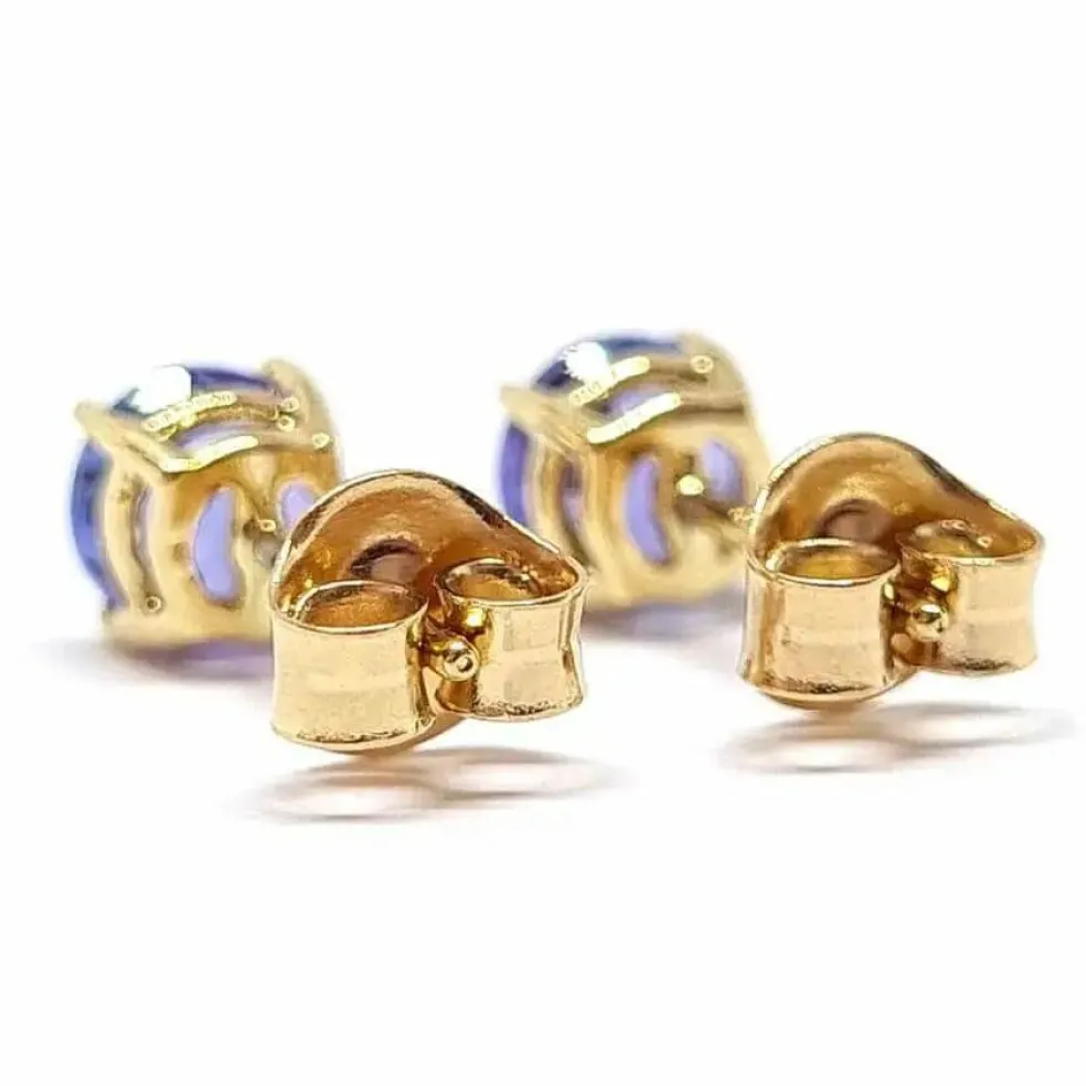 Boucles d'oreilles tanzanites or jaune