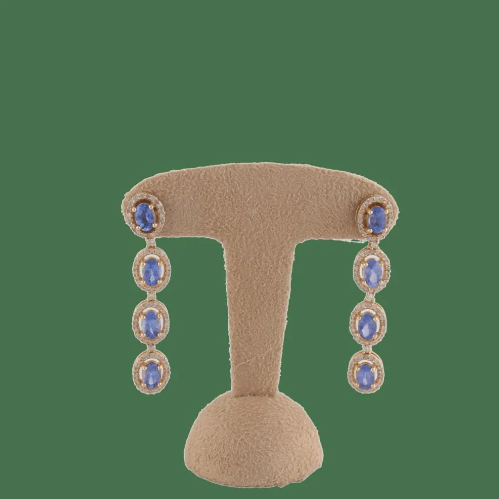 Boucles d'oreilles Tanzanites et Diamants