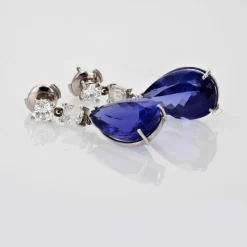 Boucles d'oreilles tanzanites et diamants