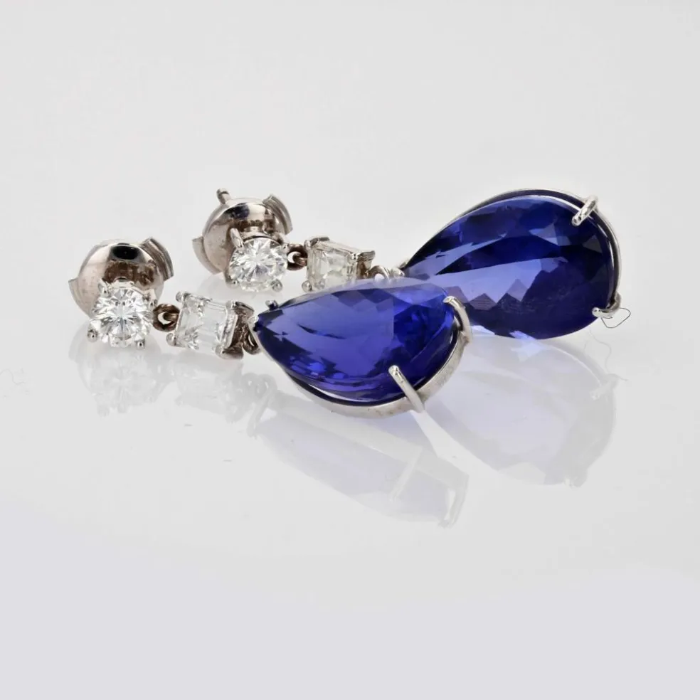 Boucles d'oreilles tanzanites et diamants