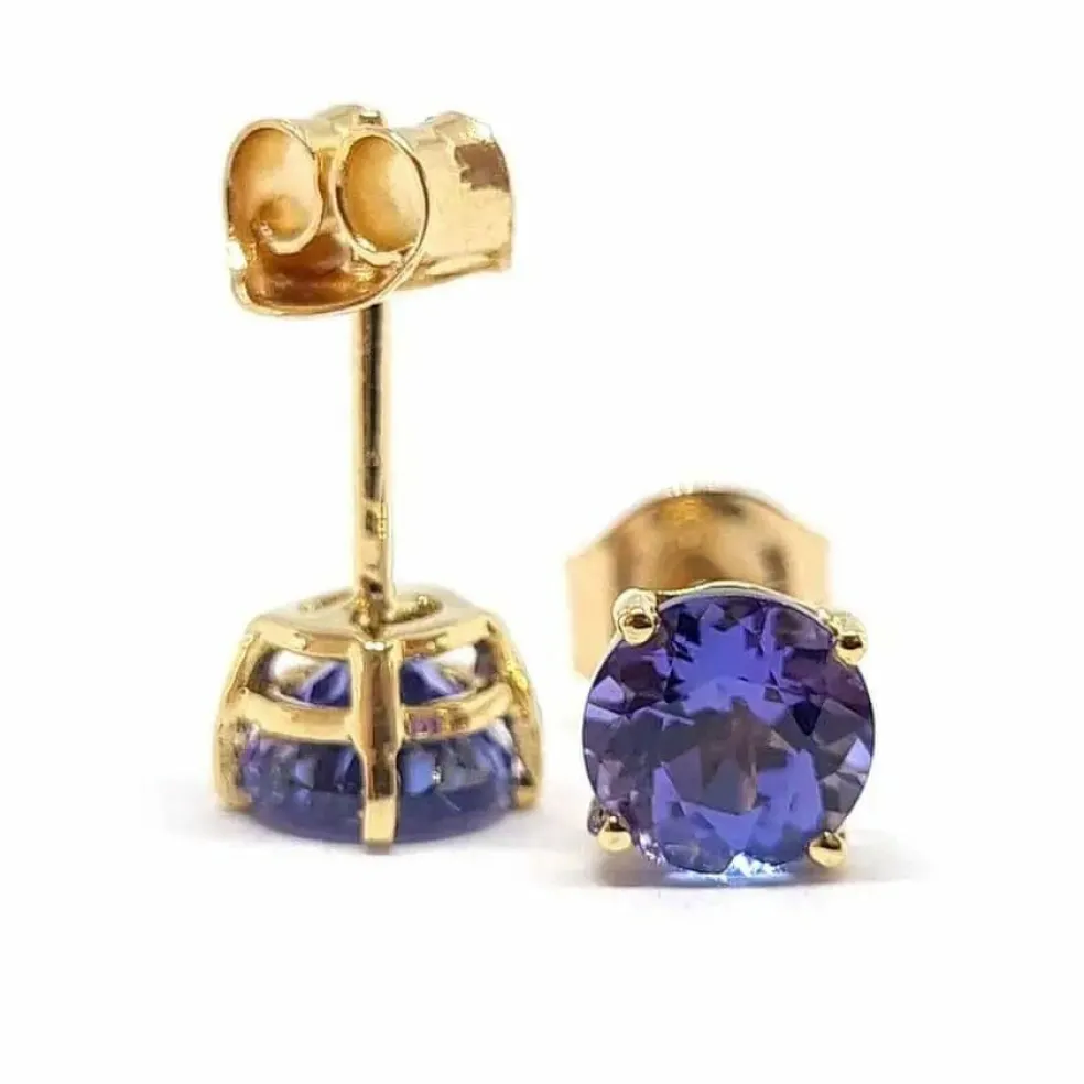 Boucles d'oreilles tanzanites or jaune