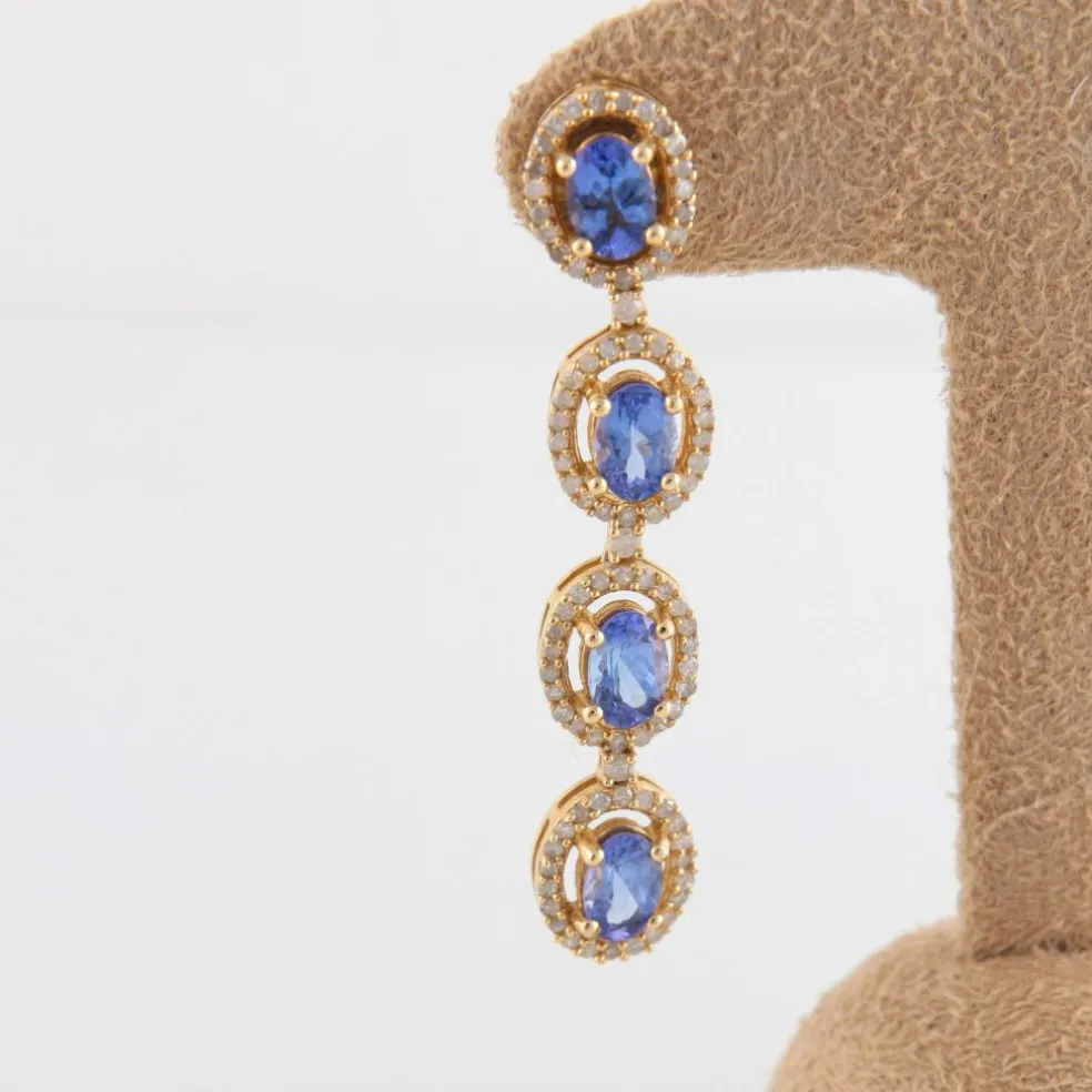Boucles d'oreilles Tanzanites et Diamants